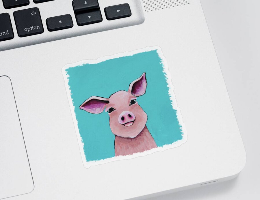 Pig Sticker featuring the painting Little Pig by Lucia Stewart