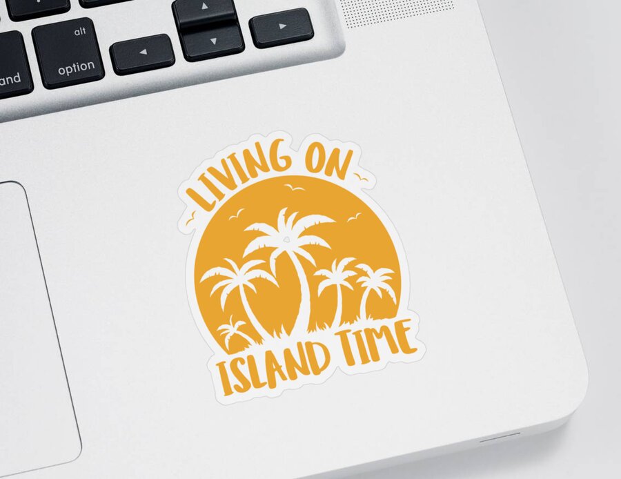 Beach Sticker featuring the digital art Living On Island Time Palm Trees And Sunset by John Schwegel