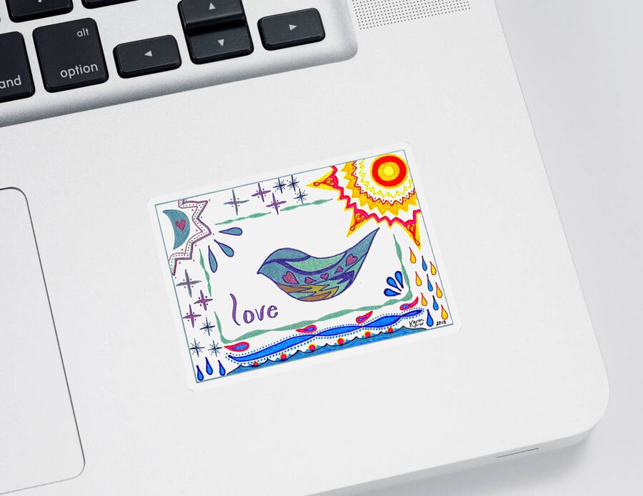 Love Sticker featuring the drawing Love by Karen Nice-Webb