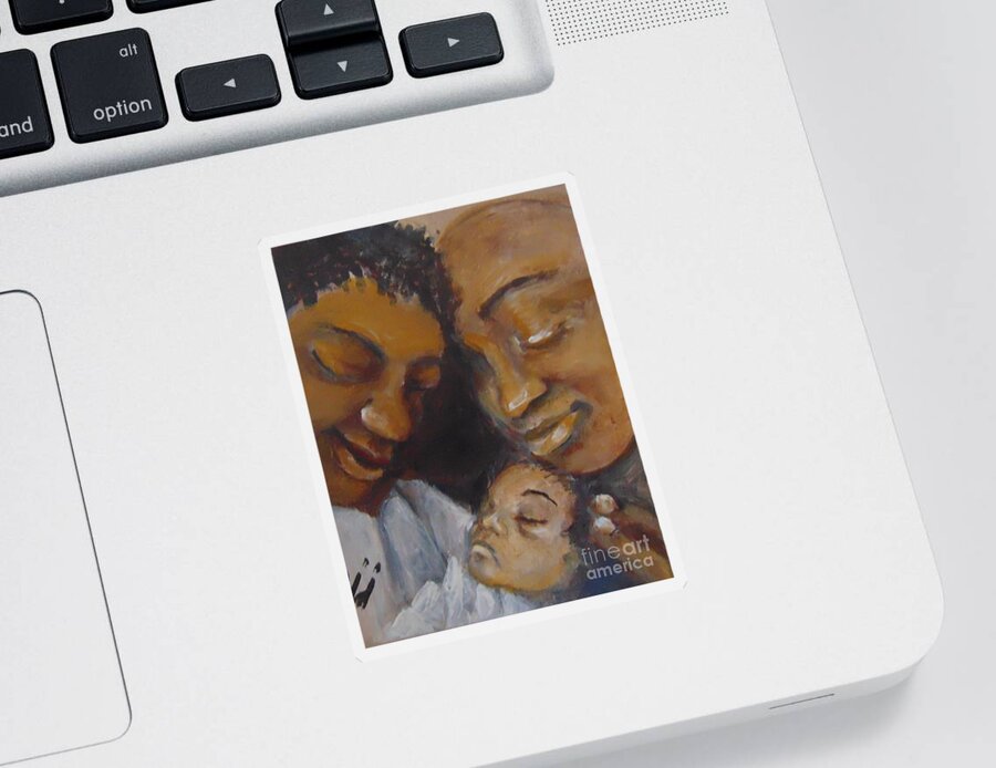 African-american Sticker featuring the painting Love by Saundra Johnson