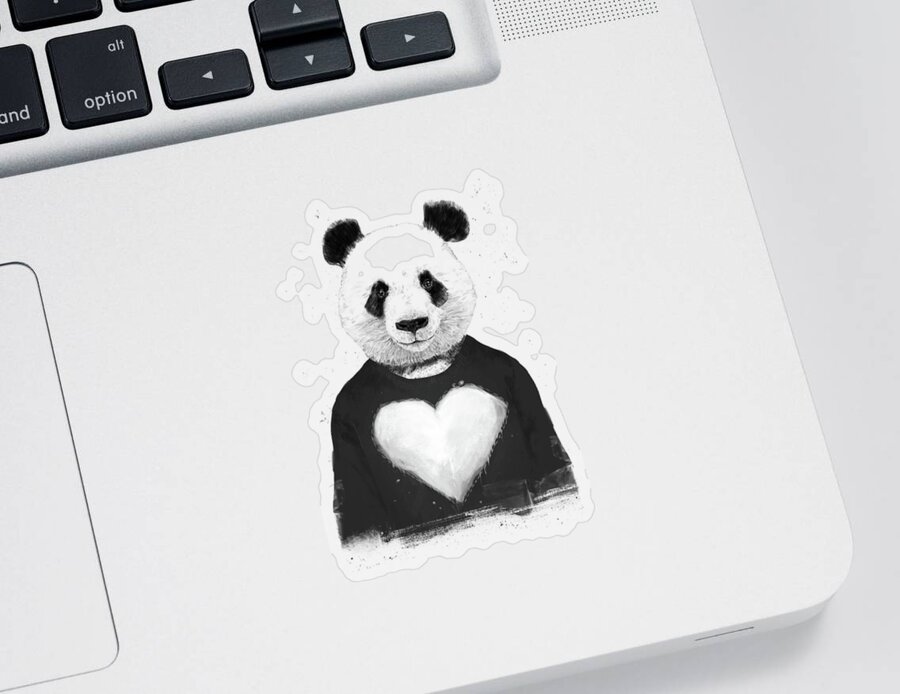 Panda Sticker featuring the mixed media Lovely panda by Balazs Solti