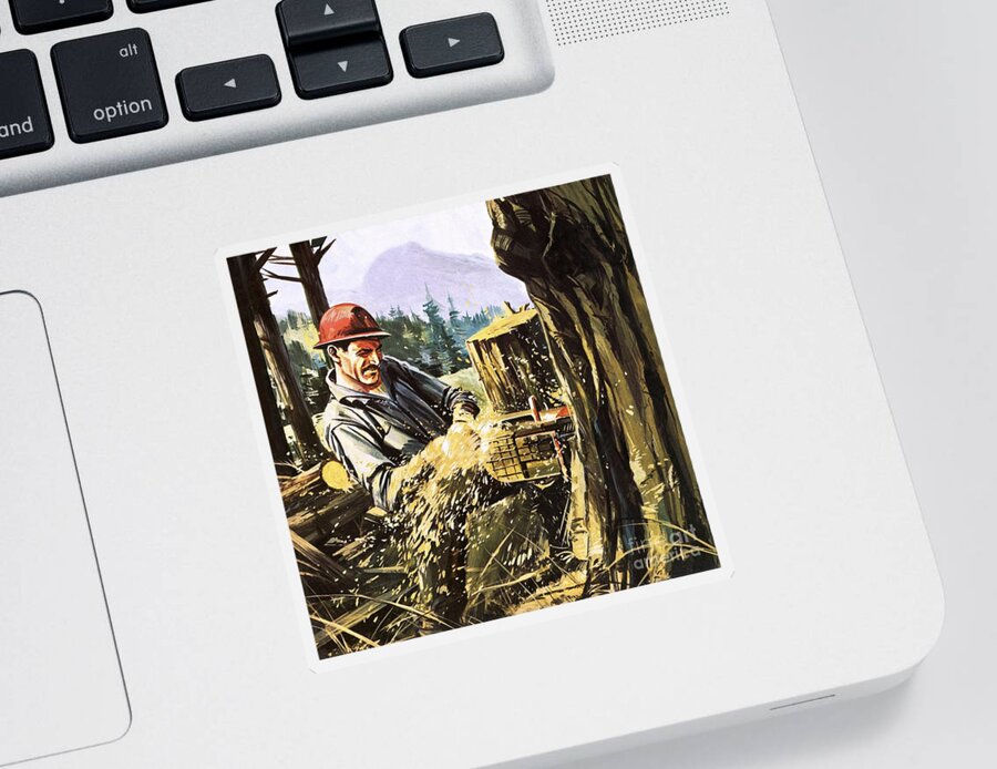 Lumber Sticker featuring the painting Lumberjack by Gerry Wood