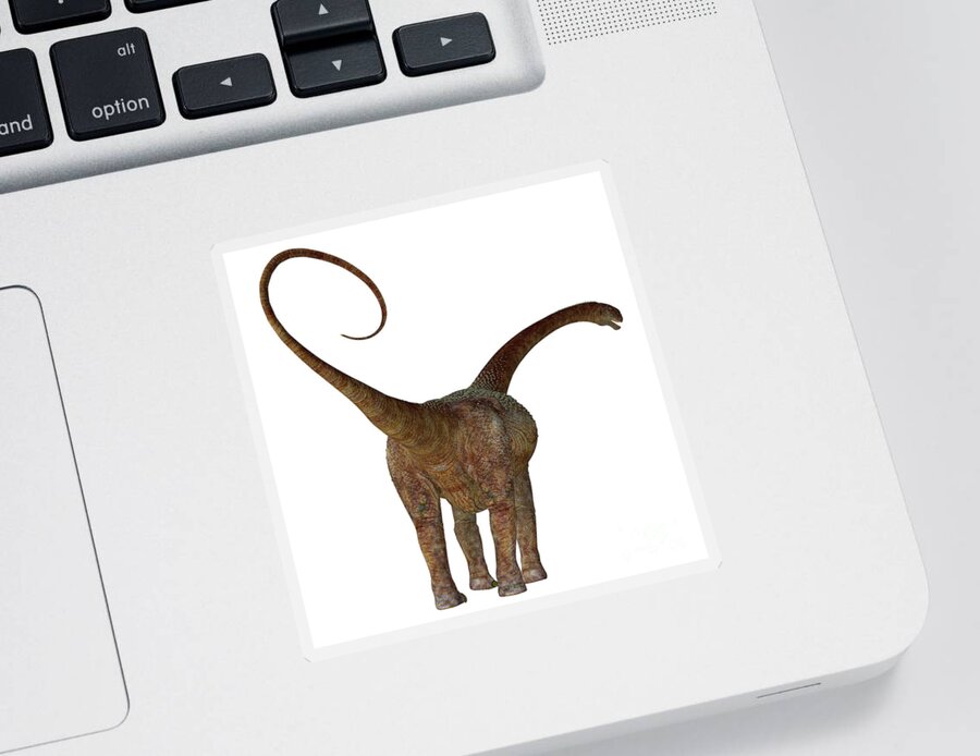 Malawisaurus Sticker featuring the digital art Malawisaurus Dinosaur Tail by Corey Ford