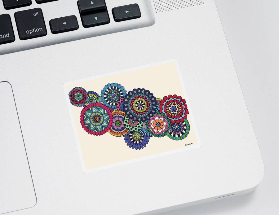 Mandala Sticker featuring the painting Mandalas on Ivory by Beth Ann Scott