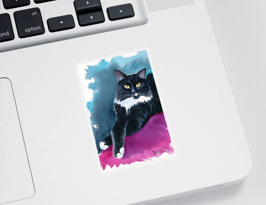 Cat Sticker featuring the painting Marina by Dora Hathazi Mendes