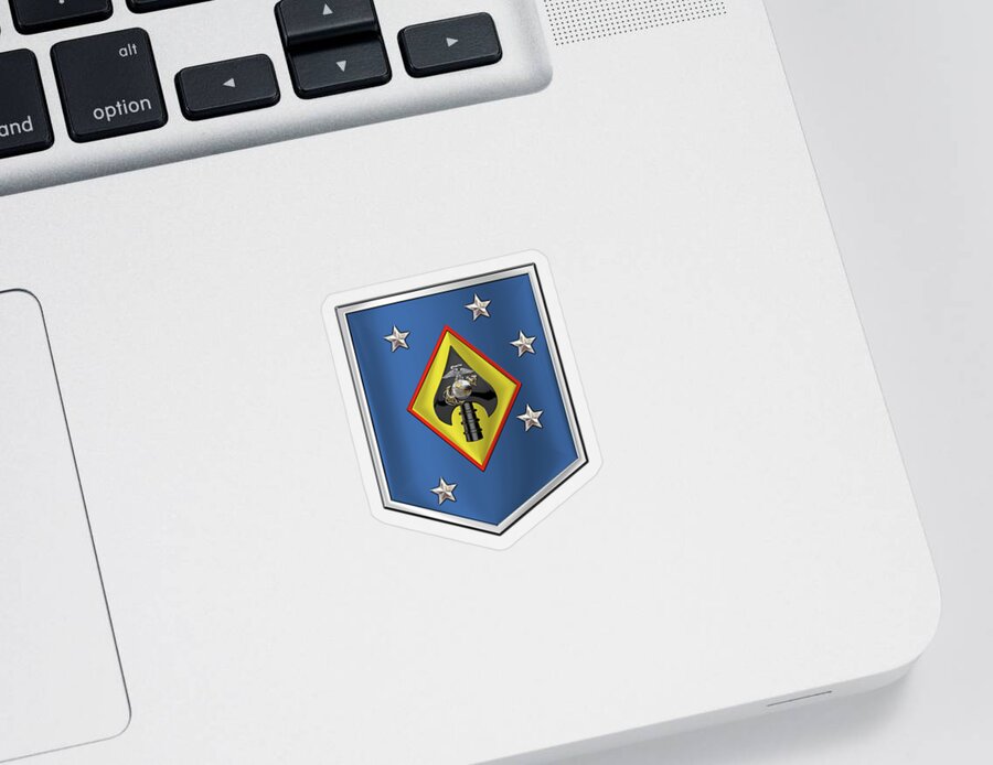 Military Insignia & Heraldry Collection By Serge Averbukh Sticker featuring the digital art Marine Raider Support Group - M R S G Patch over Red Velvet by Serge Averbukh