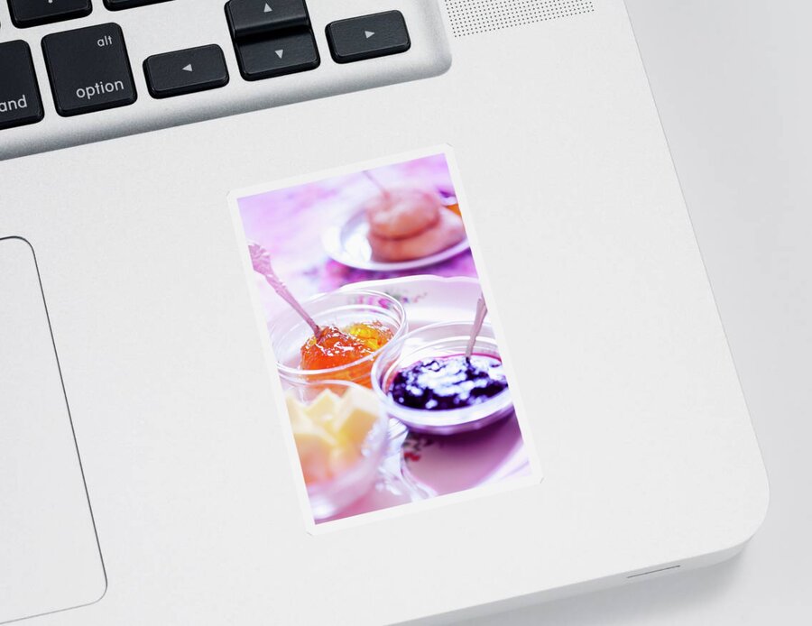 Ip_11251436 Sticker featuring the photograph Marmalade, Strawberry Jam And Butter For Teatime by Martin Dyrlv