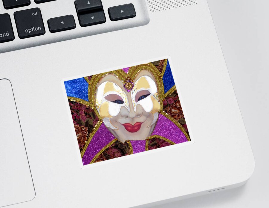Mixed Media Painting Sticker featuring the mixed media Martina - Carnival of Venice by Anni Adkins