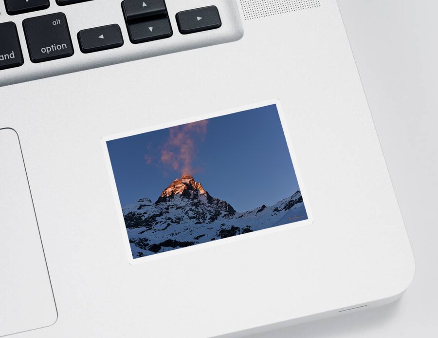 Mountain Sticker featuring the photograph Matterhorn in the sunset by Marco Busoni