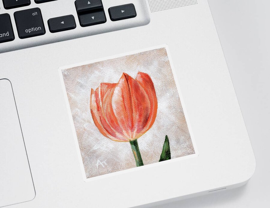 Melon Sticker featuring the painting Melon Delight Tulip Painting by Annie Troe