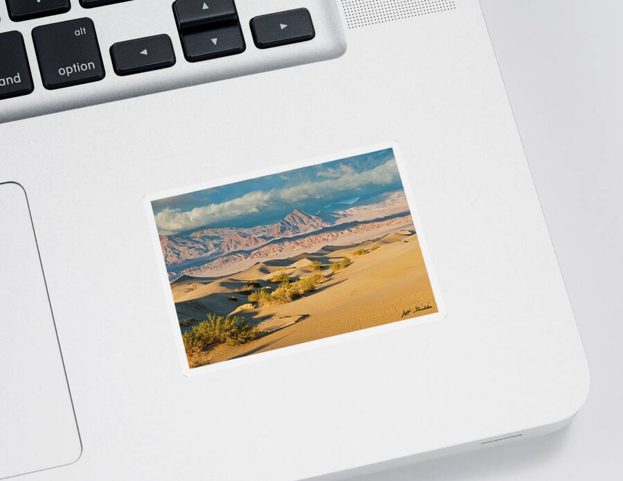 Amargosa Range Sticker featuring the photograph Mesquite Flat Sand Dunes at Sunset by Jeff Goulden