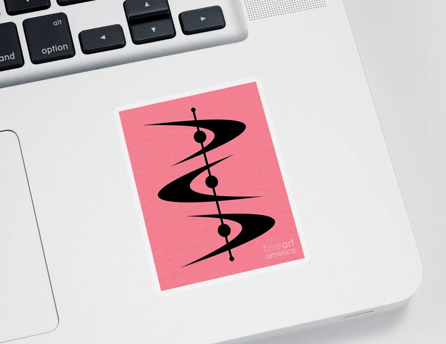  Sticker featuring the digital art Mid Century Shapes 3 in Pink by Donna Mibus
