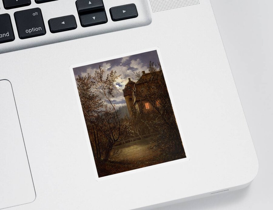 Carus Sticker featuring the painting Milkel in Moonlight                      by Carl Gustav Carus