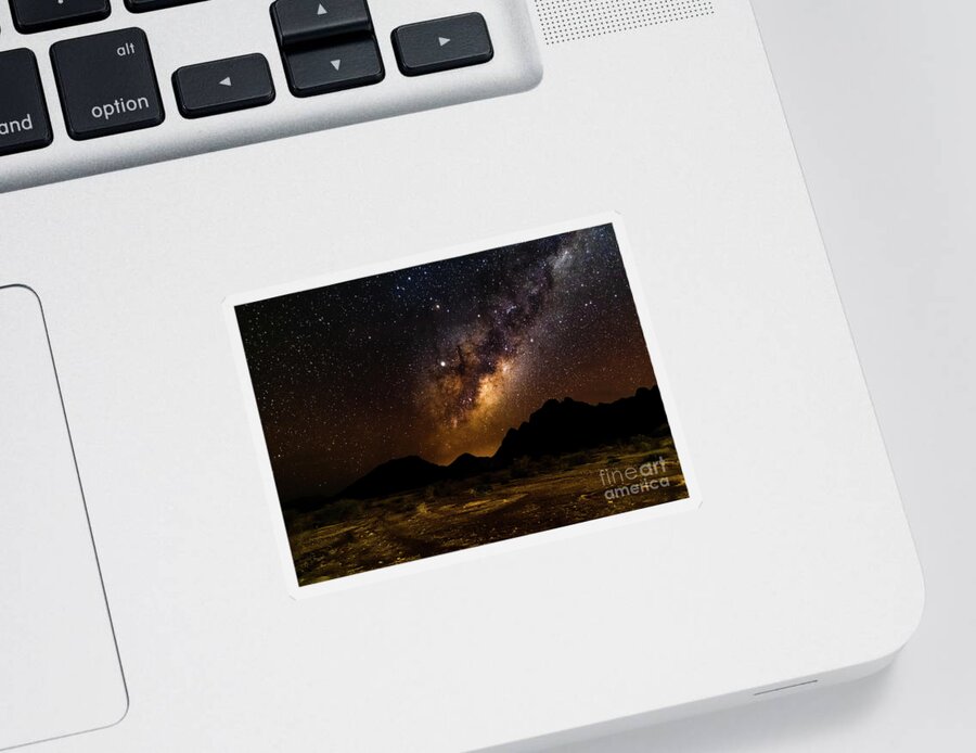 Milkyway Sticker featuring the photograph Milkyway over Spitzkoppe #2, Namibia by Lyl Dil Creations