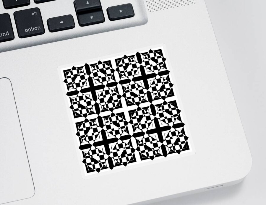 Black & White Sticker featuring the digital art Mind Games 71 se by Mike McGlothlen