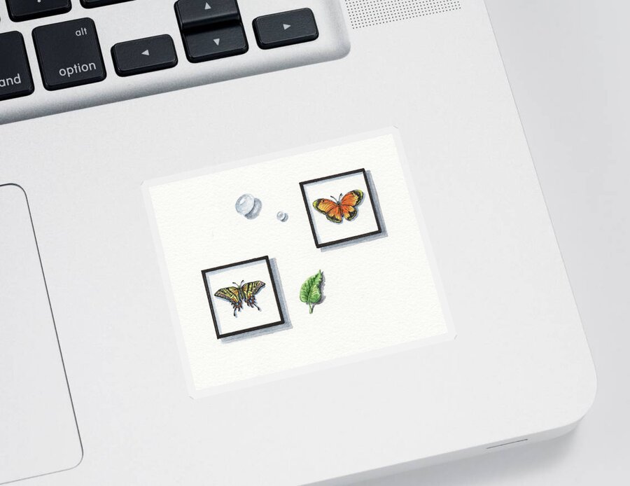 Miniature Sticker featuring the painting Miniature Watercolor Butterfly Collection by Irina Sztukowski