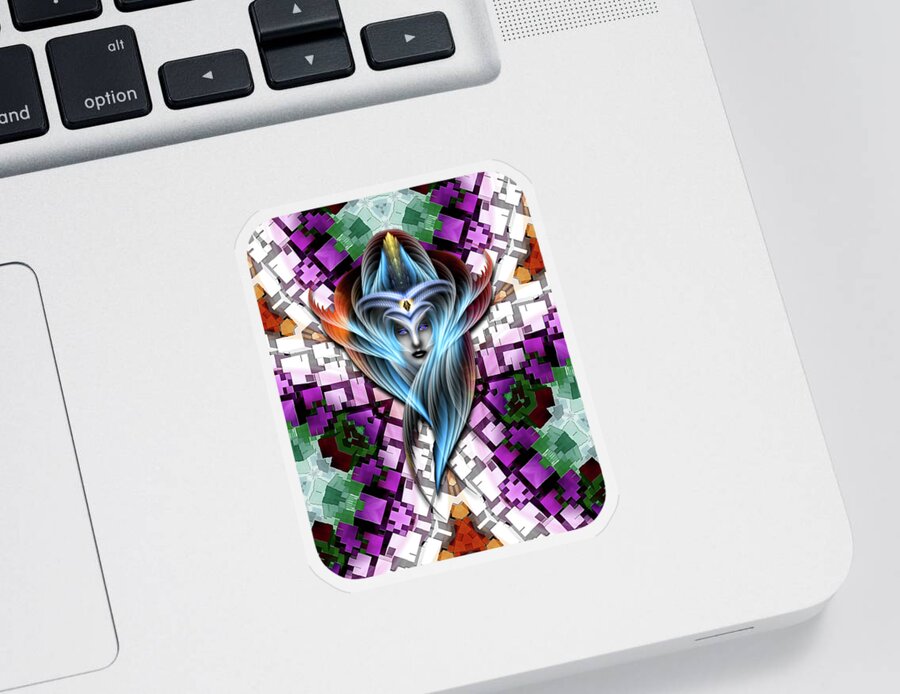 Cuboid Sticker featuring the digital art Mistress Of The Cuboid GCLR-X3M by Rolando Burbon