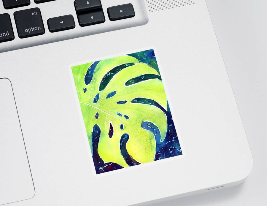 Monstera Sticker featuring the painting Monstera Tropical Leaves 3 by Carlin Blahnik CarlinArtWatercolor