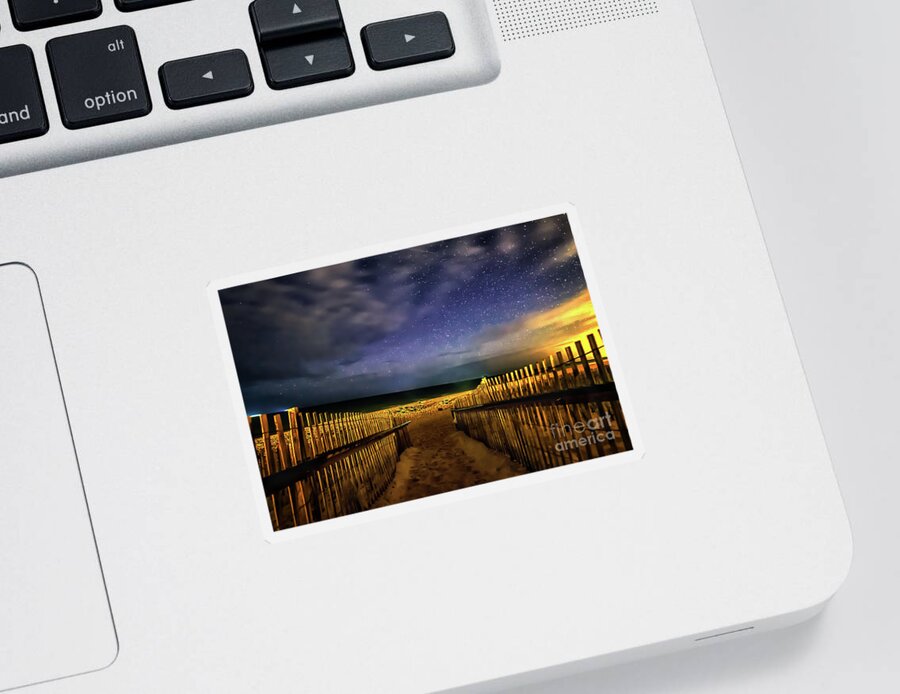 Waves Sticker featuring the photograph Montauk Stary Night by Alissa Beth Photography