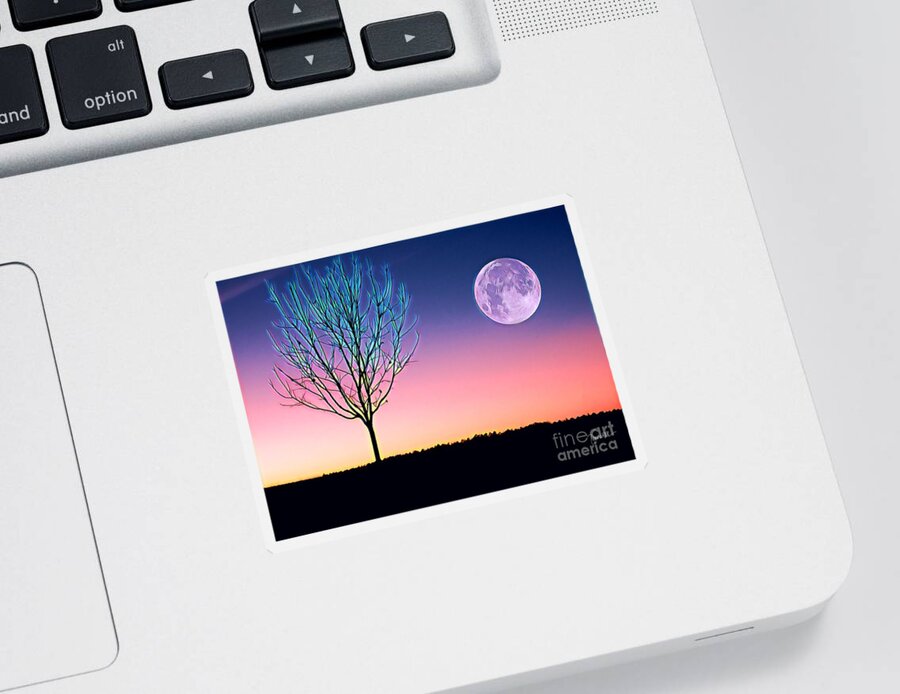 Nature Sticker featuring the painting Moonrise by Denise Railey