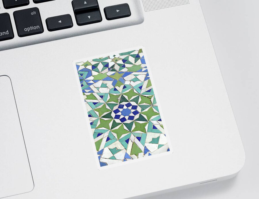 Arabic Sticker featuring the photograph Mosaic exterior decorations of the Hassan II mosque by Steve Estvanik