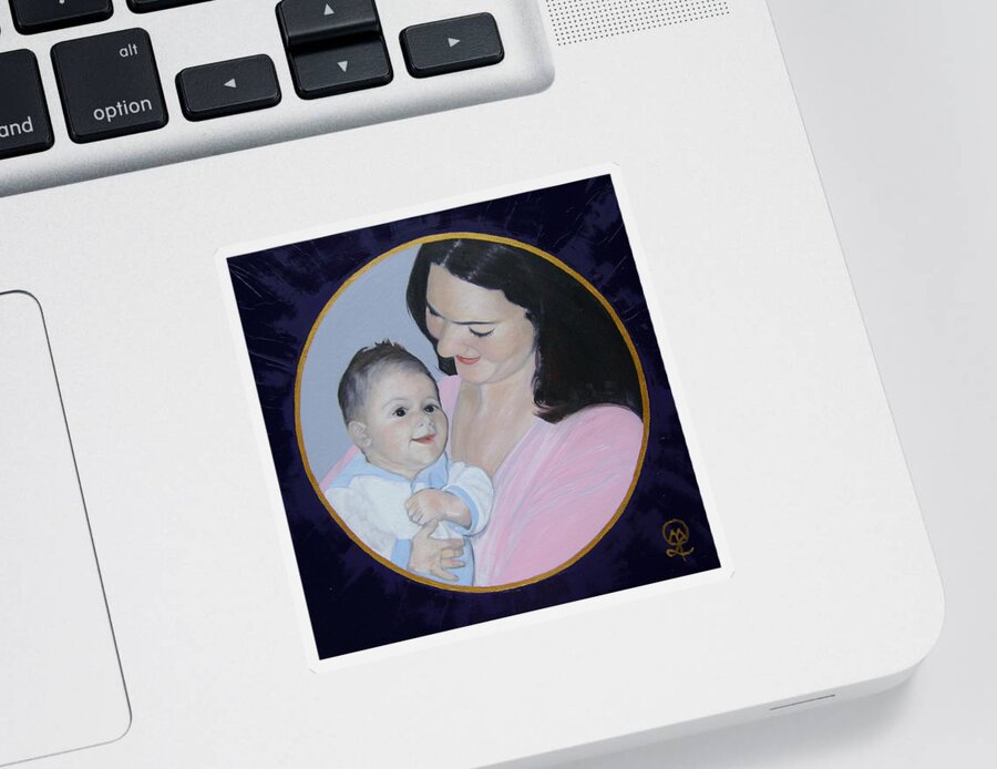 Mother And Child Sticker featuring the painting Mother and Child by Therese Legere