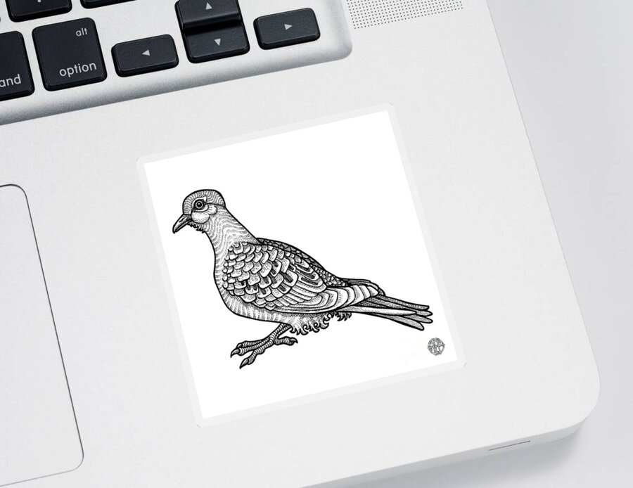 Animal Portrait Sticker featuring the drawing Mourning Dove by Amy E Fraser