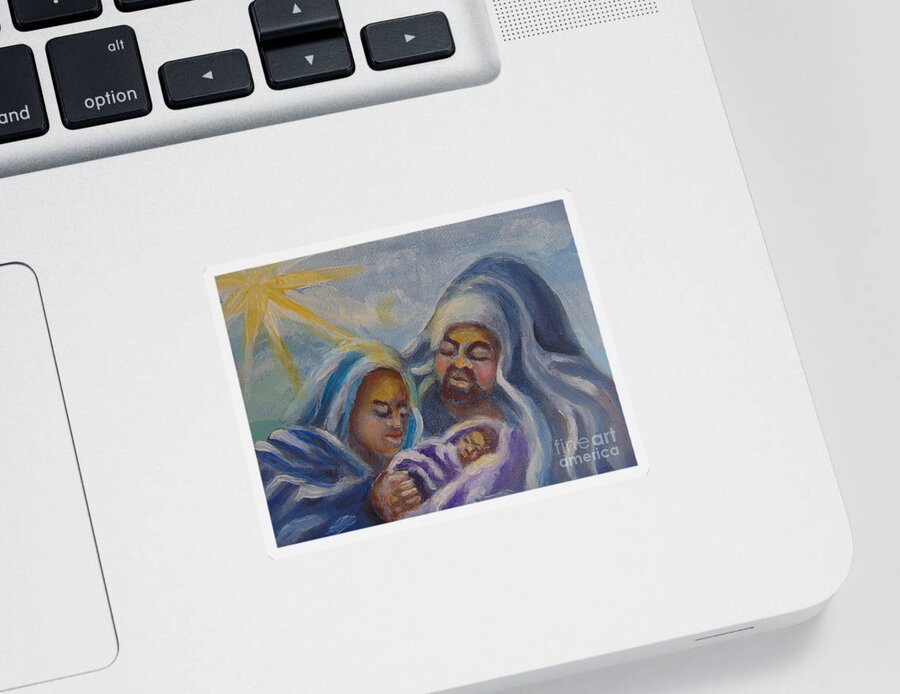 Nativity Sticker featuring the painting Nativity by Saundra Johnson