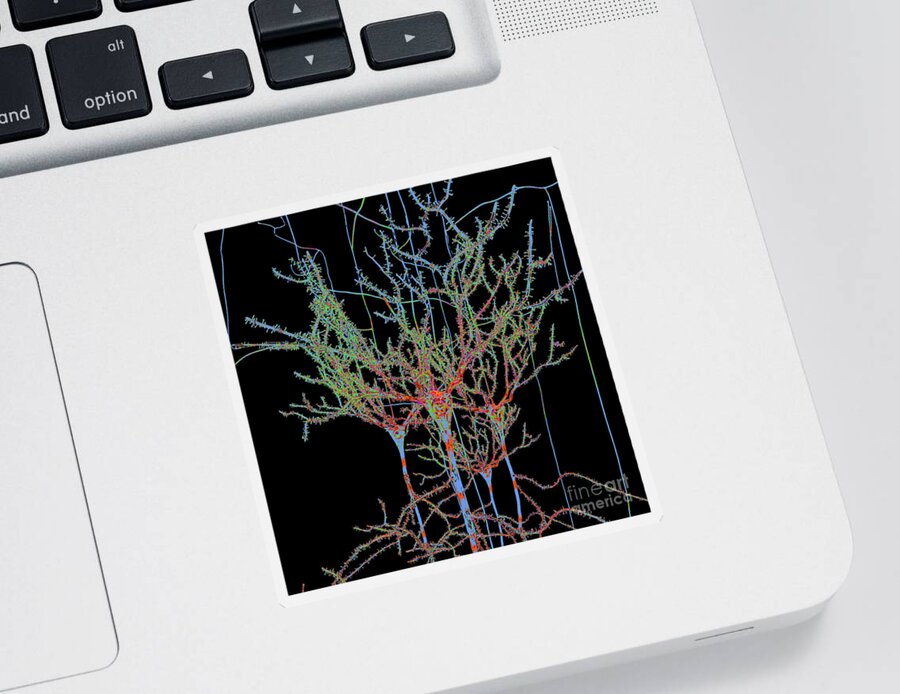Blue Sticker featuring the digital art Neuron Field Vector Blue Green by Russell Kightley