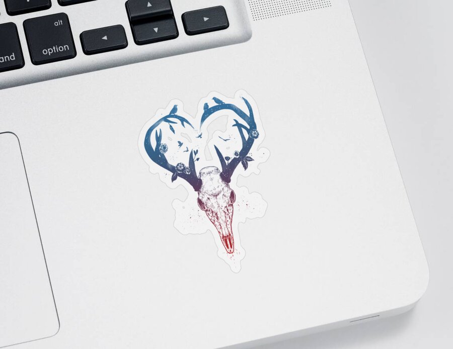 Deer Sticker featuring the drawing Neverending love by Balazs Solti