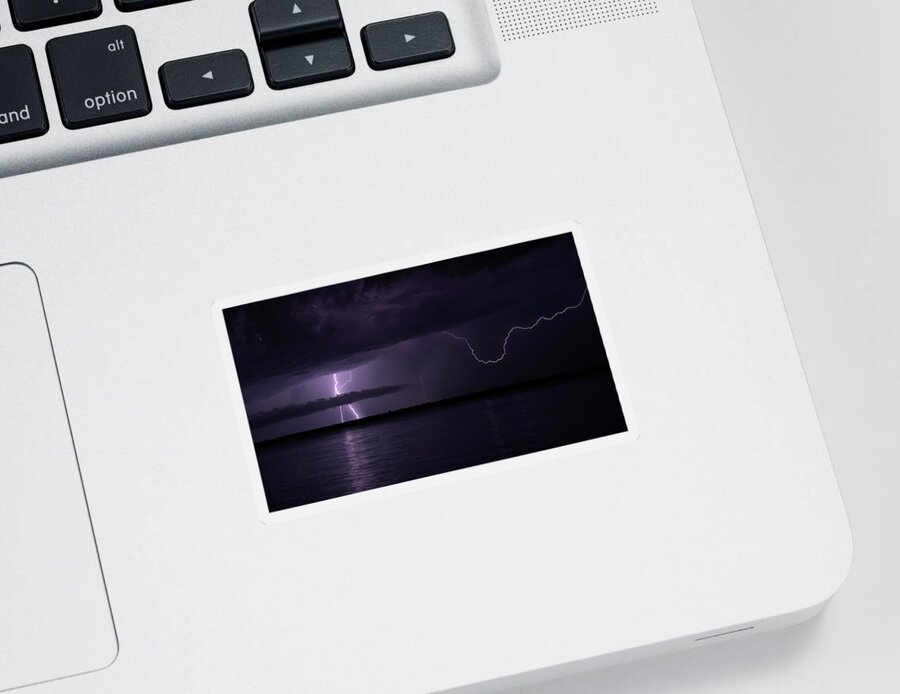 Lightning Sticker featuring the photograph Night storm by Nicolas Lombard