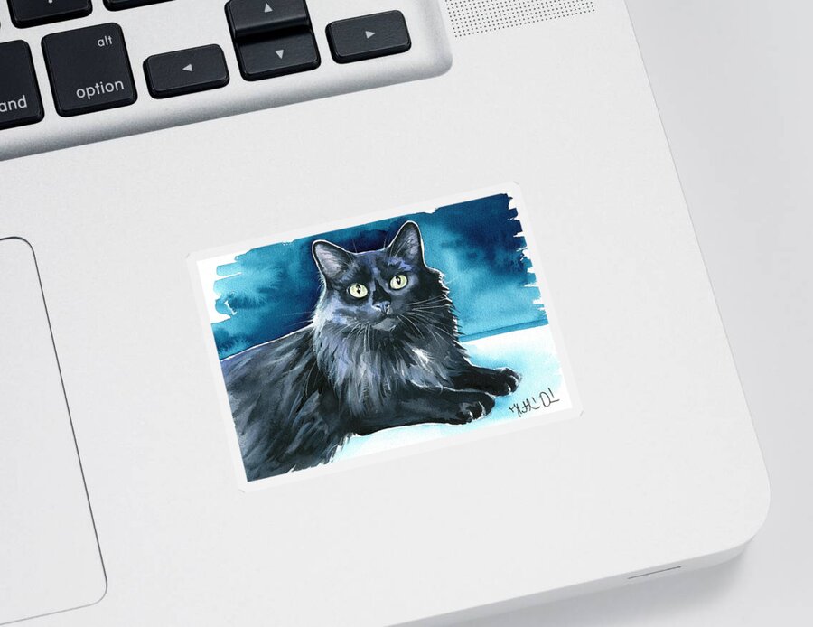 Cat Sticker featuring the painting Noah Black Cat Painting by Dora Hathazi Mendes