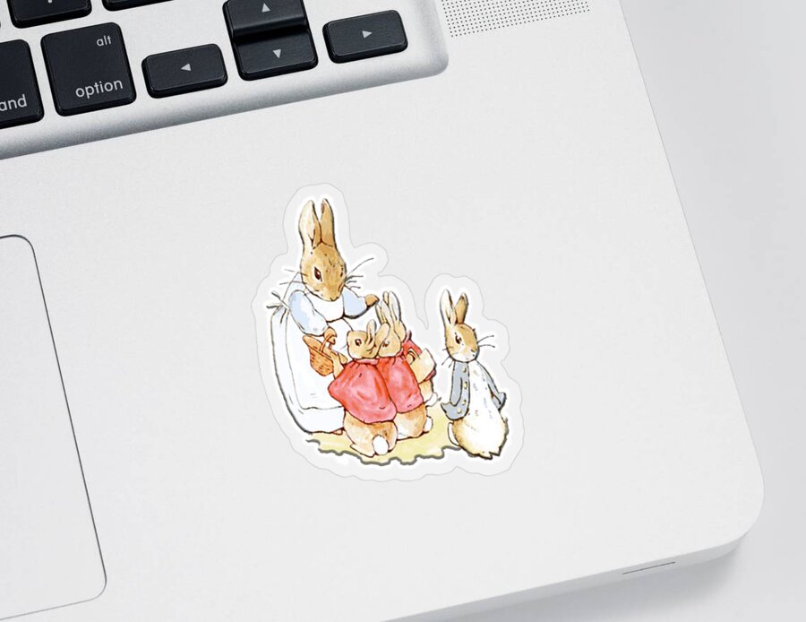 Nursery Sticker featuring the digital art Nursery Characters, Peter Rabbit, Beatrix Potter by Tom Hill
