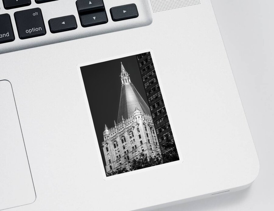 Ny Skyline Sticker featuring the photograph NY Life Ins Building BW by Susan Candelario