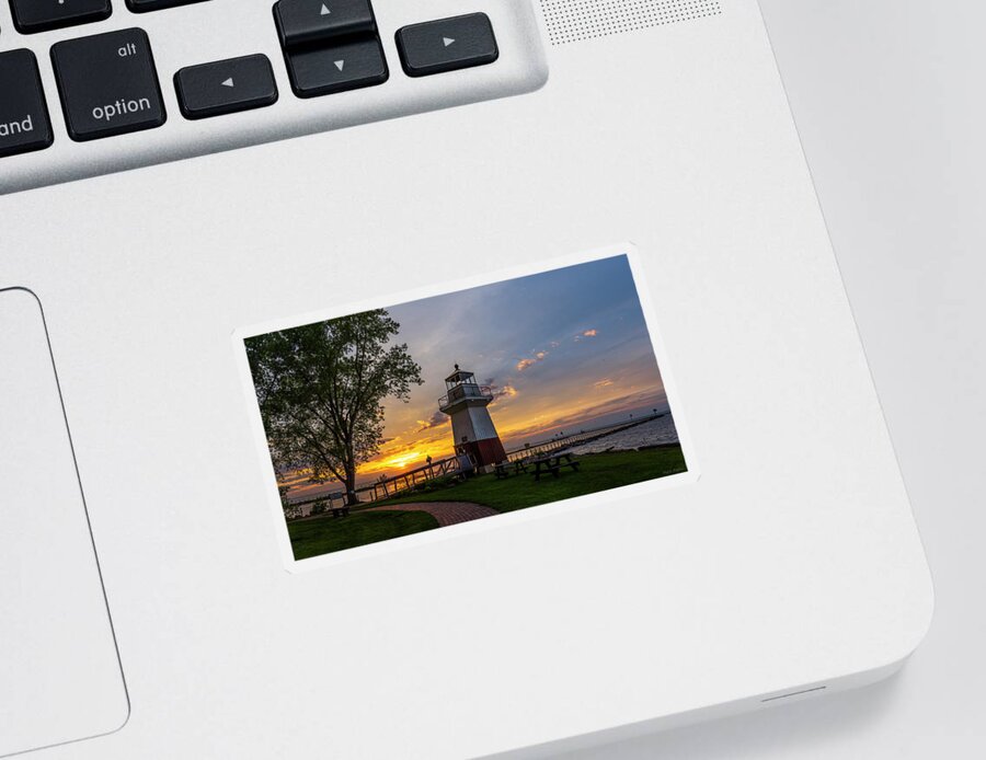Oak Orchard Lighthouse Sticker featuring the photograph Oak Orchard Lighthouse by Mark Papke
