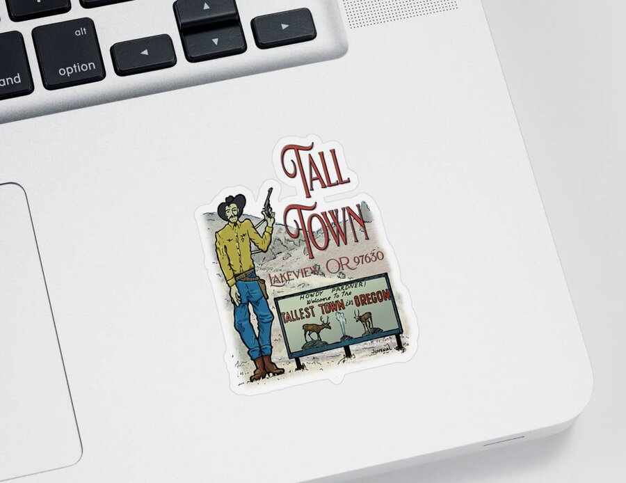 Canvas Prints Sticker featuring the drawing Old Tall Town Cowboy by Joseph Juvenal
