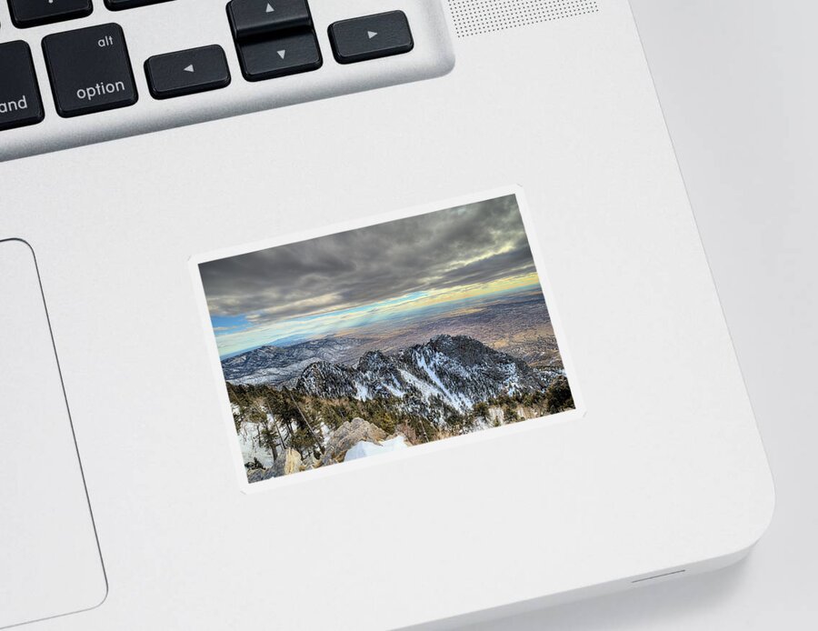 New Mexico Sticker featuring the photograph On Top of the World Sandia Peak by JC Findley