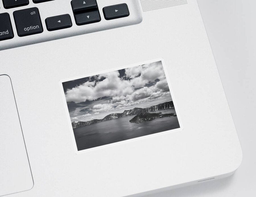 Crater Lake Sticker featuring the photograph One Day You Will Find Me Again by Laurie Search