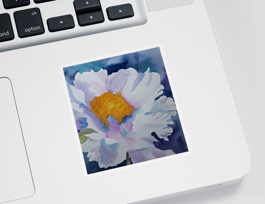 Floral Sticker featuring the painting One White Flower by Ann Frederick