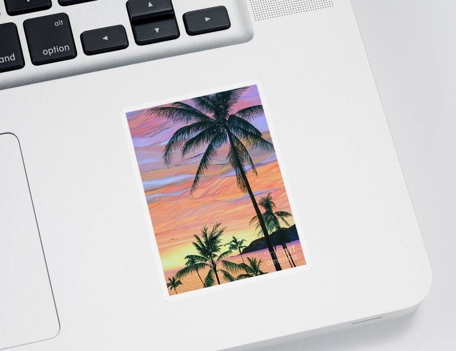 Seascape Sticker featuring the painting Pacific Sunset by Aicy Karbstein