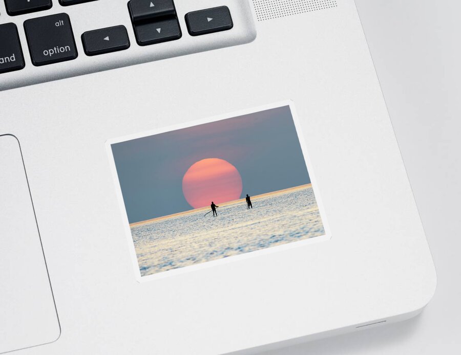 Sunrise Sticker featuring the photograph Sunrise Paddle Boarding by Steven Sparks