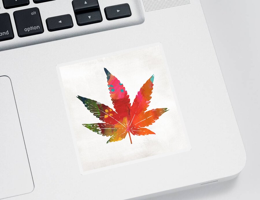 Cannabis Sticker featuring the mixed media Painted Cannabis Leaf 1- Art by Linda Woods by Linda Woods