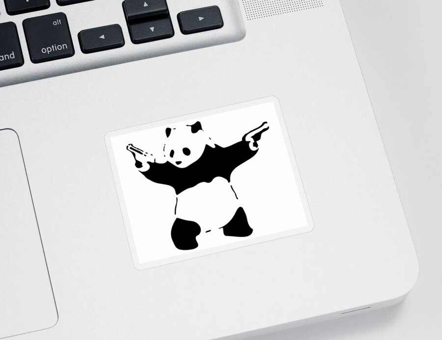 Graffiti Sticker featuring the mixed media Panda in Society by Banksy