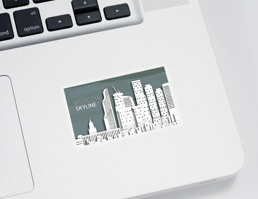 Moscow Sticker featuring the digital art Paper Cut Moscow Skyline by Peter Awax