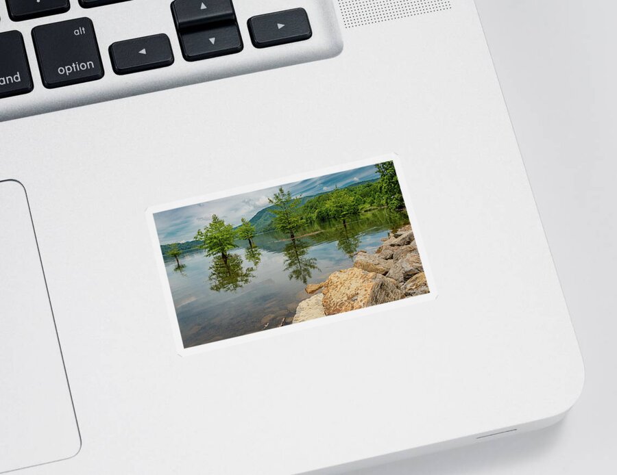 Parksville Lake Sticker featuring the photograph Parksville Lake Reflections by Marcy Wielfaert