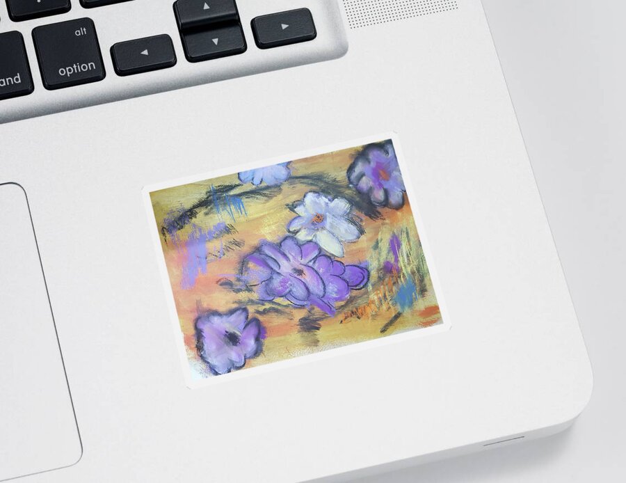 Pastels Art Sticker featuring the pastel Pastel Flowers in Abstract by Cathy Anderson