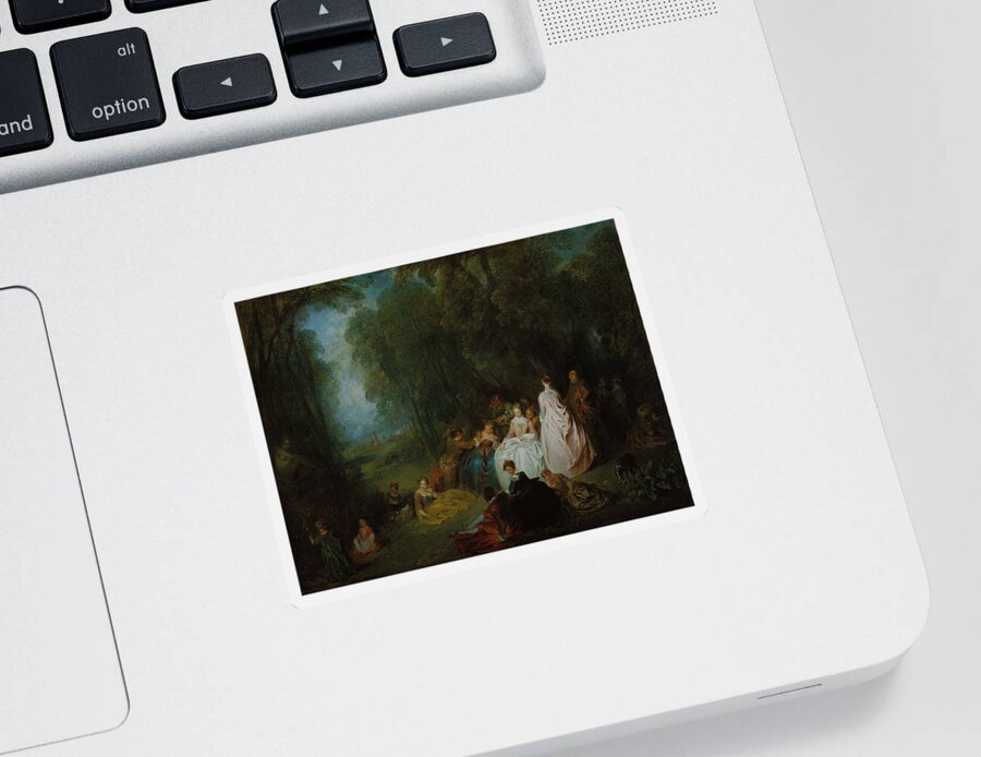 18th Century Art Sticker featuring the painting Pastoral Gathering by Jean-Antoine Watteau
