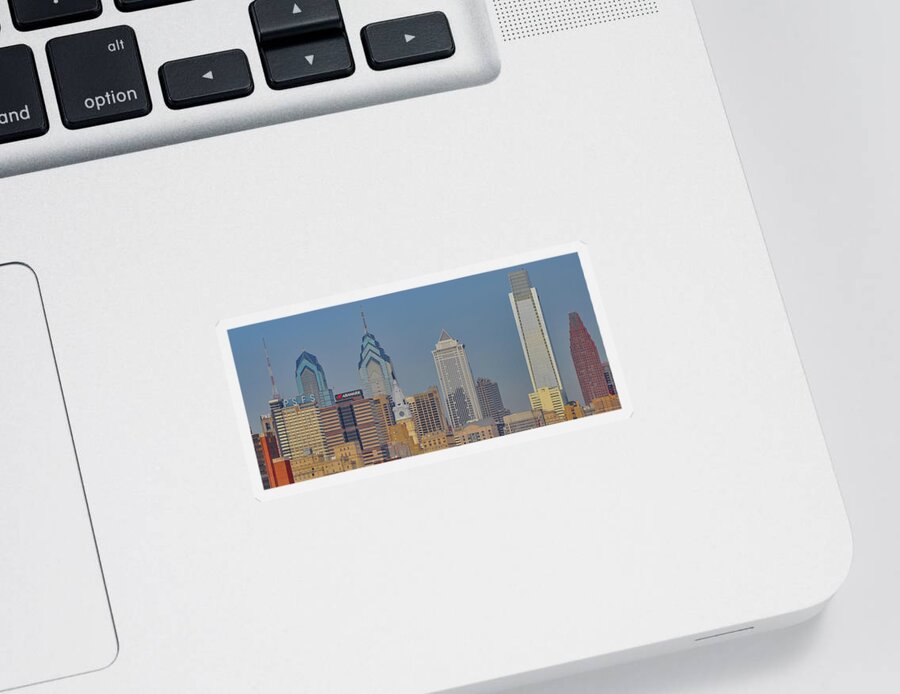 Philadelphia Sticker featuring the photograph Philadelphia Skyscraper Panorama by Bill Cannon