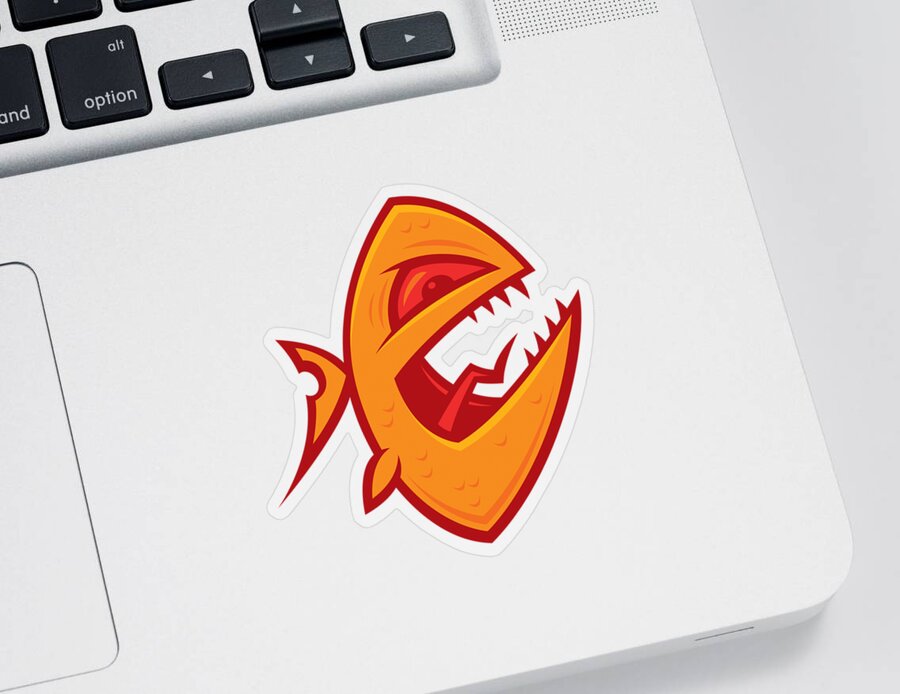 Fish Sticker featuring the digital art Piranha by John Schwegel