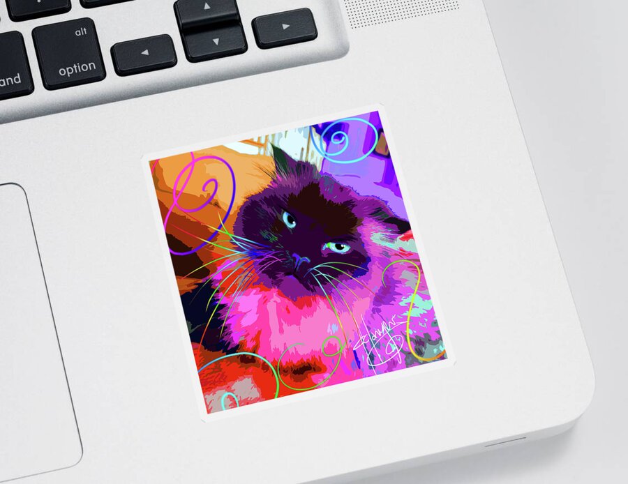 Dizzycats Sticker featuring the painting pOpCat Misha by DC Langer